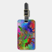 パステルの背景に色付き恐竜 ラゲッジタグ (正面縦)