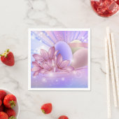 パステルの背景に花や卵をカラフル スタンダードカクテルナプキン (インサイチュ)