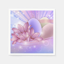 パステルの背景に花や卵をカラフル