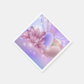 パステルの背景に花や卵をカラフル スタンダードカクテルナプキン (角)