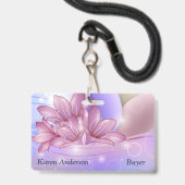 パステルの背景に花や卵をカラフル バッジ (正面（ネックストラップ付）)