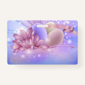 パステルの背景に花や卵をカラフル バッジ (裏面)