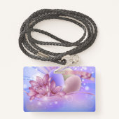 パステルの背景に花や卵をカラフル バッジ (裏面ランヤード)