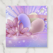 パステルの背景に花や卵をカラフル フェイバータグ (裏面)