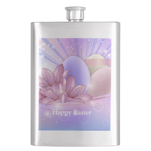 パステルの背景に花や卵をカラフル フラスク (正面)