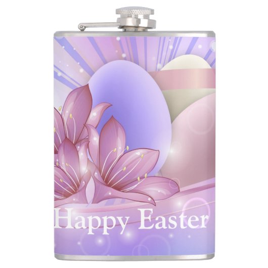 パステルの背景に花や卵をカラフル フラスク (正面)