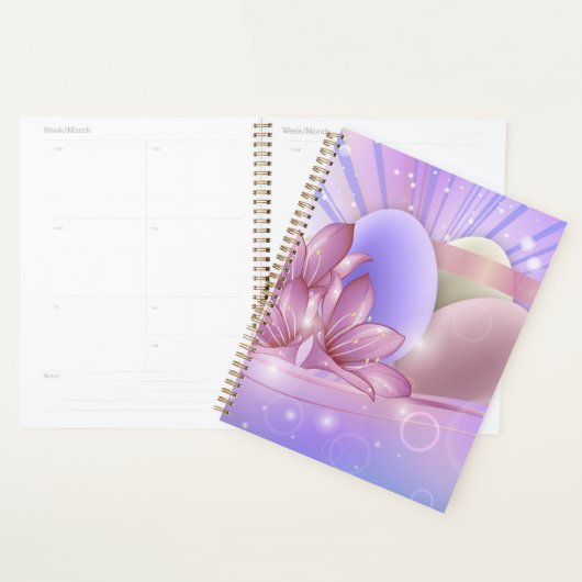 パステルの背景に花や卵をカラフル プランナー手帳 (ディスプレー)