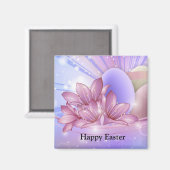 パステルの背景に花や卵をカラフル マグネット (正面/裏面)