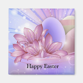 パステルの背景に花や卵をカラフル マグネット