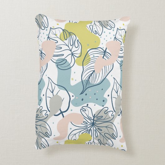 パステルの色パーム葉の形状オーガニックと形状 アクセントクッション (裏面(縦))