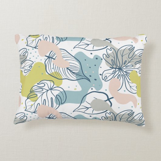 パステルの色パーム葉の形状オーガニックと形状 アクセントクッション (裏面)