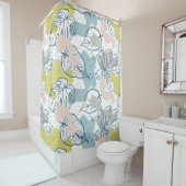 パステルの色パーム葉の形状オーガニックと形状 シャワーカーテン (インサイチュ)