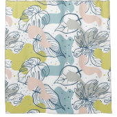 パステルの色パーム葉の形状オーガニックと形状 シャワーカーテン (正面)