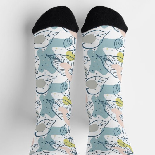 パステルの色パーム葉の形状オーガニックと形状 ソックス (上部)