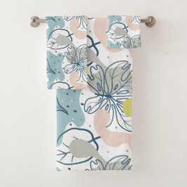 パステルの色パーム葉の形状オーガニックと形状 バスタオルセット