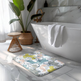 パステルの色パーム葉の形状オーガニックと形状 バスマット