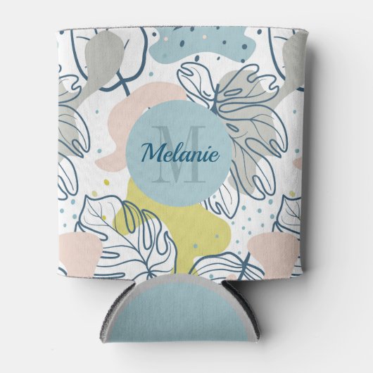 パステルの色パーム葉の形状オーガニックと形状 缶クーラー (正面)