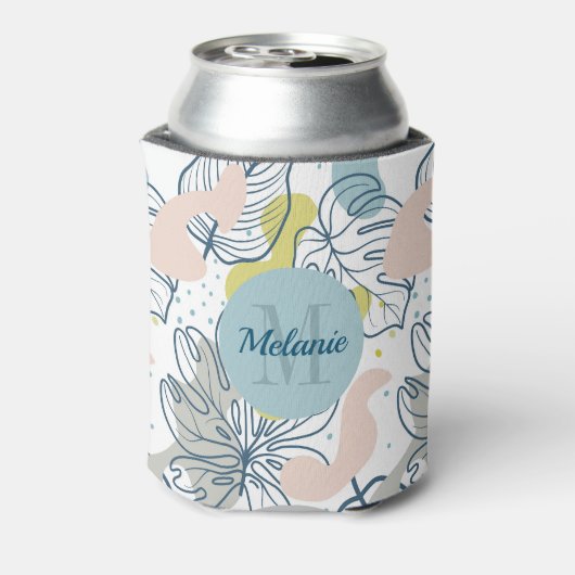 パステルの色パーム葉の形状オーガニックと形状 缶クーラー (缶裏面)