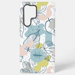 パステルの色パーム葉の形状オーガニックと形状 SAMSUNG GALAXY S22 ULTRAケース