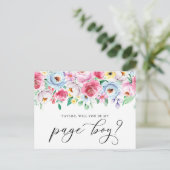 パステルの花が私のページボーイカードになる ポストカード (スタンド正面)