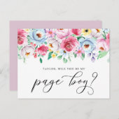 パステルの花が私のページボーイカードになる ポストカード (正面/裏面)