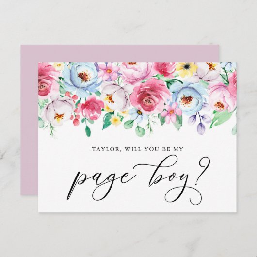 パステルの花が私のページボーイカードになる ポストカード (正面/裏面)
