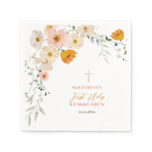 パステルの花と緑の最初の聖餐式