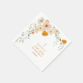 パステルの花と緑の最初の聖餐式 スタンダードカクテルナプキン (角)