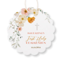 パステルの花と緑の最初の聖餐式