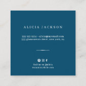 パステルの花と金属の銅モノグラムブルー スクエア名刺 (裏面)