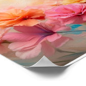 パステルの花に囲まれたダウンロード可能な子犬 ポスター (角)