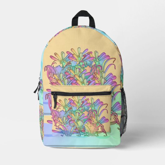 パステルの花の束フローラ プリントバックパック (正面)