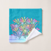 パステルの花の束Azure Blue バスタオルセット (ウォッシュタオル)