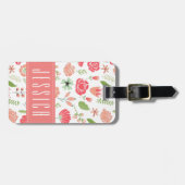 パステルの花の白い背景 ラゲッジタグ (正面横)