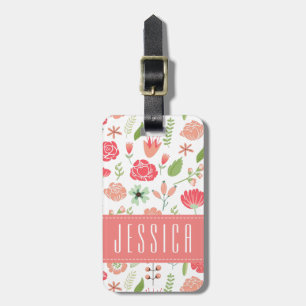 パステルの花の白い背景 ラゲッジタグ