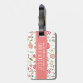 パステルの花の白い背景 ラゲッジタグ (裏面縦)