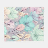 パステルの花離れと紫色の背景 フリースブランケット (正面(横))