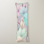 パステルの花離れと紫色の背景 ボディピロー (裏面 (縦))