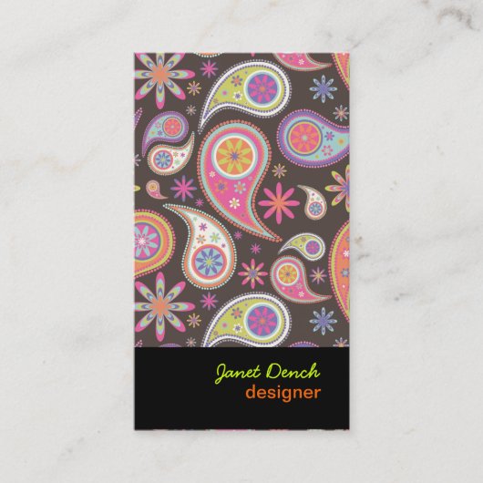 パステルのPixDezinesレトロペイズリー 名刺 (正面)