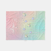 パステルはホログラフィックスターとリボンかわいい旋回 フリースブランケット (正面(横))