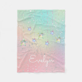 パステルはホログラフィックスターとリボンかわいい旋回 フリースブランケット