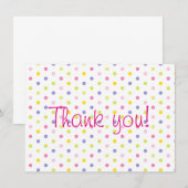 パステルは水玉模様のベビーシャワーを感謝していしています振りかけます サンキューカード (正面/裏面)