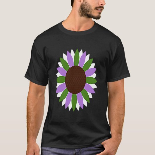 パステルひまわりゲンダークエアプライド月同性愛者Fla Tシャツ (正面)