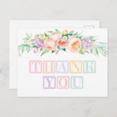 パステルまたはシャーベット ベイビー ブロック シャワーのお礼 ポストカード (正面/裏面)