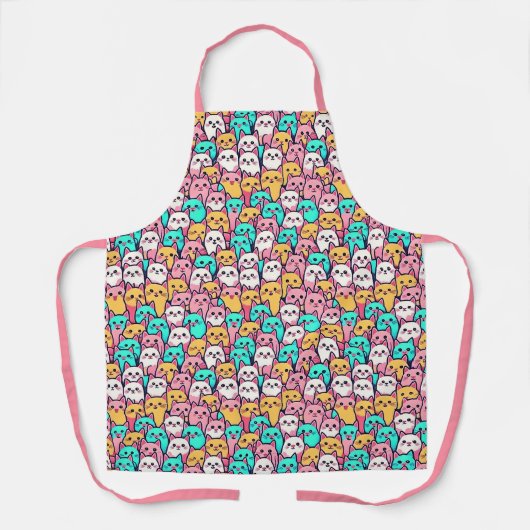 パステルよくはしゃぐで彩られたミニマ数々のリスト猫 エプロン (正面)
