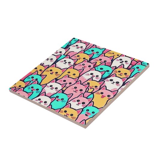 パステルよくはしゃぐで彩られたミニマ数々のリスト猫 タイル (側面)