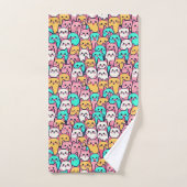 パステルよくはしゃぐで彩られたミニマ数々のリスト猫 バスタオルセット (ハンドタオル)