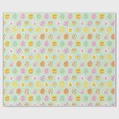 パステルよくはしゃぐイースターエッグ&ブンニー春グリーン ラッピングペーパー (フラット)