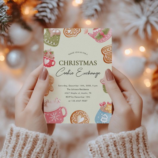 パステルよくはしゃぐクリスマスクッキー交換パーティー 招待状