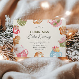 パステルよくはしゃぐクリスマスクッキー交換パーティー 招待状